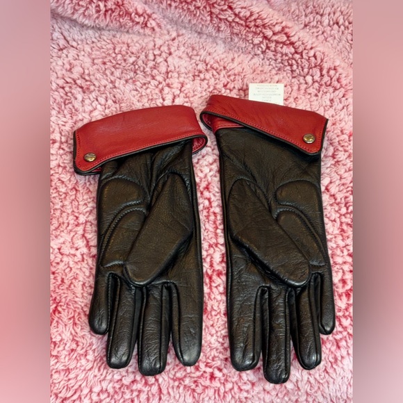 Harley Davidson Women's Leather Motorcycle Gloves Size Extra Small Black Red - Picture 2 of 5